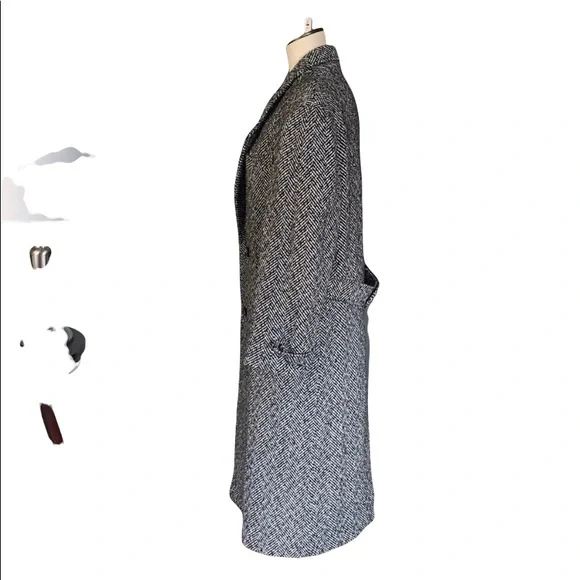 Vintage black and white oversized tweed coat